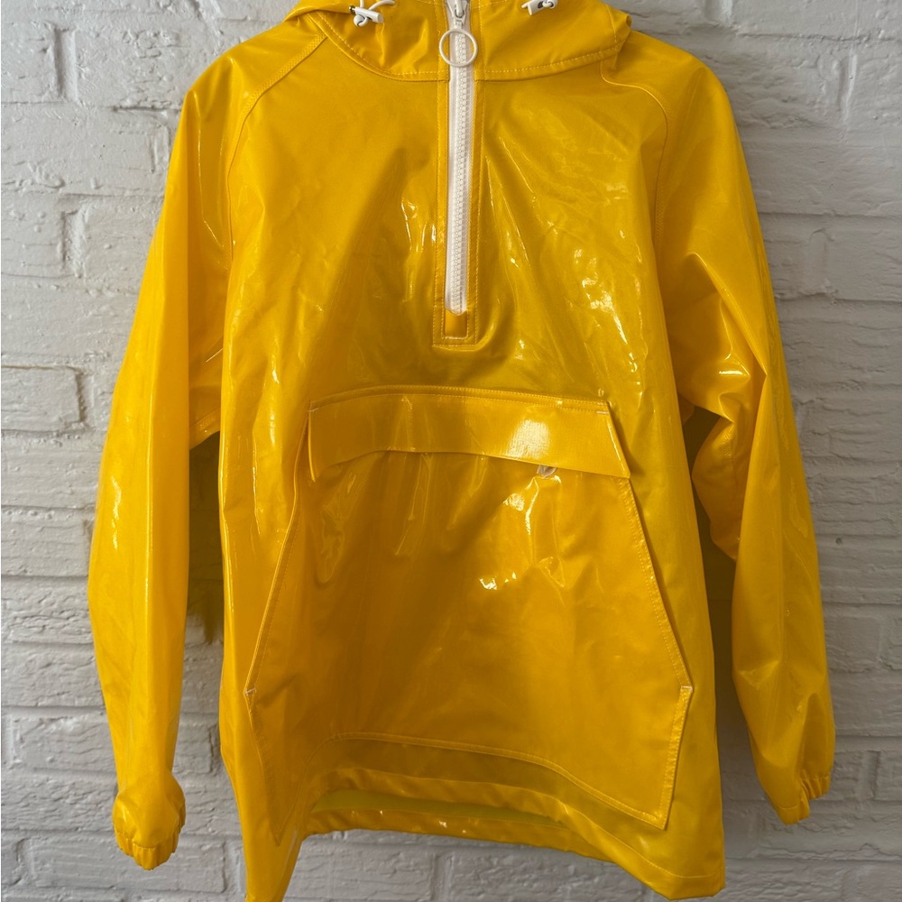 Tory Burch Yellow Hooded half zip Rain Jacket